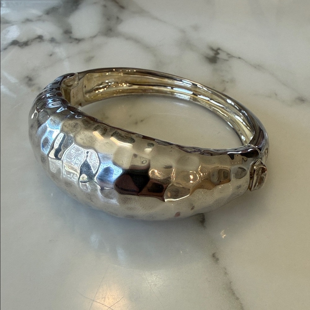 RLM Studios white bronze hammered hinged bracelet